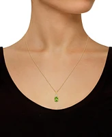 Macy's Peridot (1-1/3 Ct. T.w.) and Diamond (1/10 Ct. T.w.) Pendant Necklace in 14K Yellow Gold