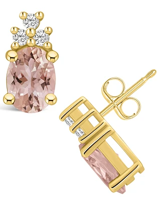 Macy's Morganite (2-1/3 ct. t.w.) and Diamond (1/5 ct. t.w.) Stud Earrings in 14K Yellow Gold