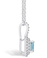 Macy's Aquamarine (1-1/4 Ct. T.w.) and Diamond (3/8 Ct. T.w.) Halo Pendant Necklace in 14K Gold