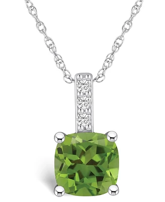 Macy's Peridot (-/ Ct. T.w.) and Diamond Accent Pendant Necklace in 14K White Gold