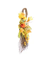 Autumn Harvest Berries and Pumpkin Artificial Teardrop Swag, 26"