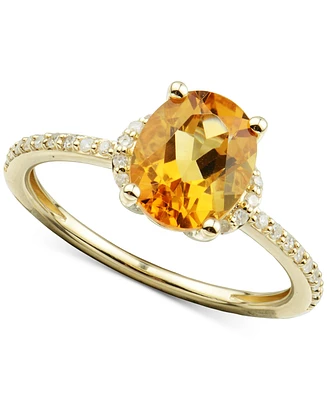 Citrine (1-5/8 ct. t.w.) & Diamond (1/8 ct. t.w.) Ring in 14k Gold