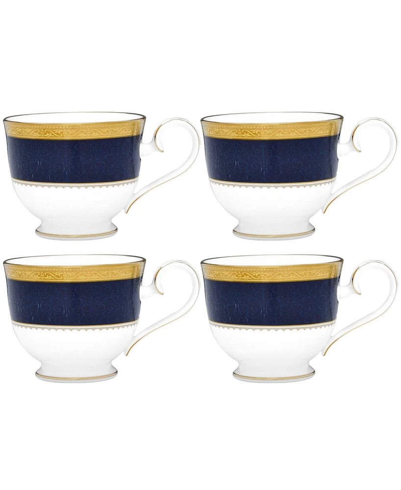 Noritake Odessa Cobalt Gold Set of 4 Cups, Service For 4