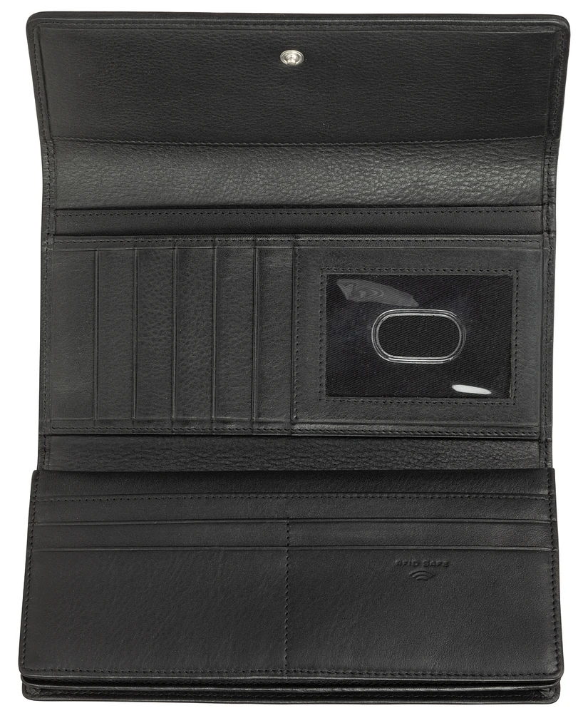 Mancini Women's Basket Weave Collection Rfid Secure Quadruple Fold Wallet