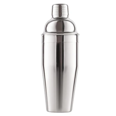Cocktail Shaker with Built-in Strainer For Bartending & Homebars (24oz) - Silver