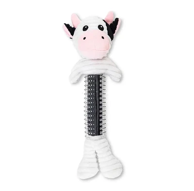 Country Living Black & White Cow Plush Dog Toy – Durable Thermoplastic Rubber with Squeaker & Crinkle Paper for Fun Play, Suitable for All Dog