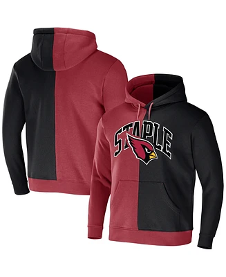 Men's Nfl X Staple Cardinal, Black Arizona Cardinals Split Logo Pullover Hoodie