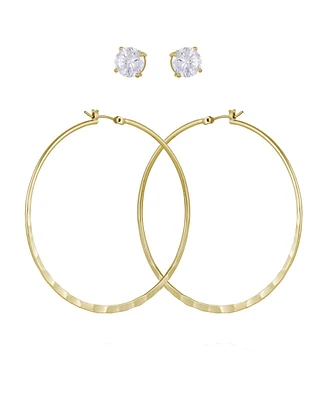 Guess 2-Pc. Set Crystal Stud & Hoop Earrings