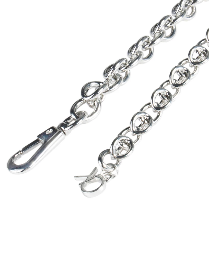 Calvin Klein Women's Silver-Tone Chain Belt with Hanging Logo Charm