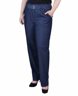 Ny Collection Plus Size Pull On Chambray Belted Pants