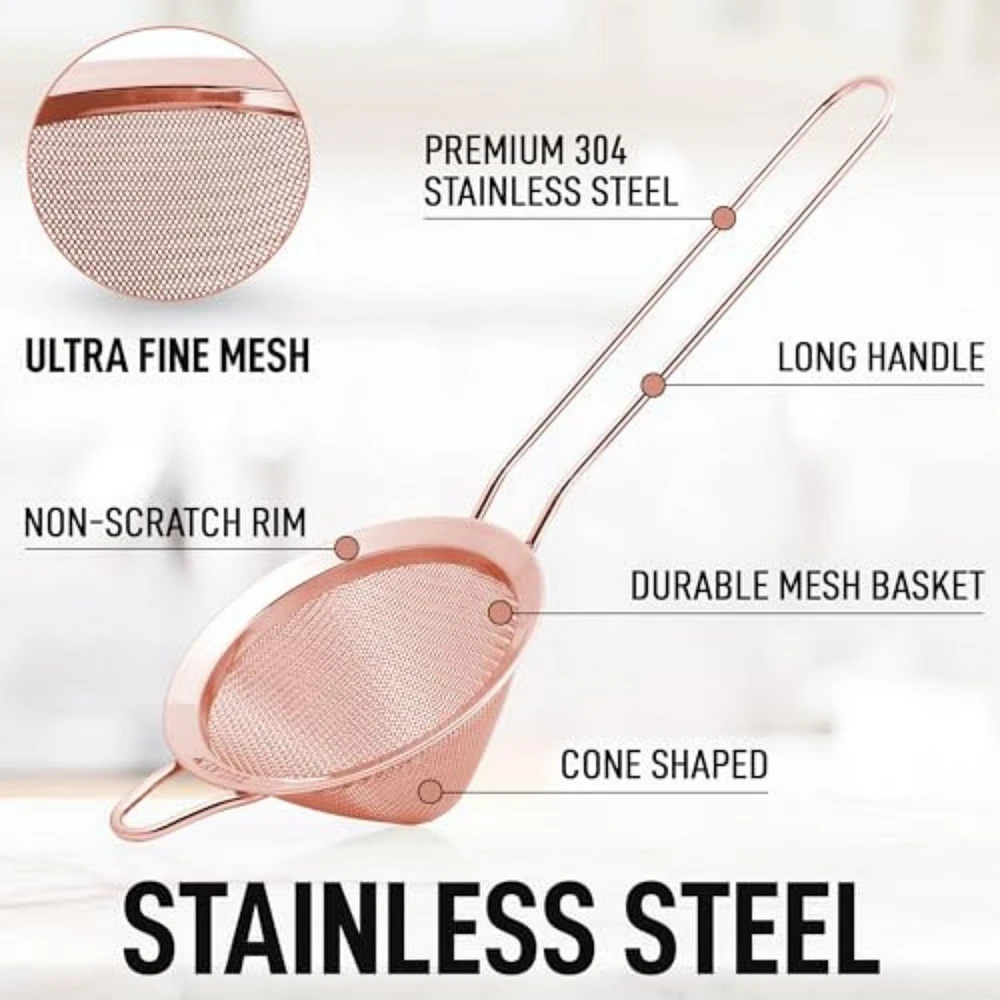 Cone Shaped Cocktail Strainer For Cocktails, Tea Herbs, Coffee & Drinks