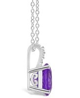 Macy's Women's Amethyst (1-3/4 ct.t.w.) and Diamond Accent Pendant Necklace in Sterling Silver