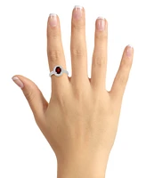 Macy's Garnet (1-1/2 ct. t.w.) and Diamond (1/5 Halo Ring Sterling Silver