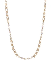 2028 Gold-Tone Multi-Color Imitation Pearl Chain Strand Necklace