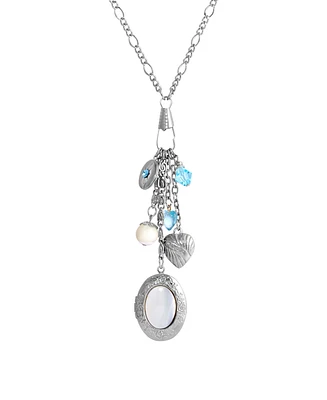 2028 Silver-Tone Mother of Pearl Charm Necklace
