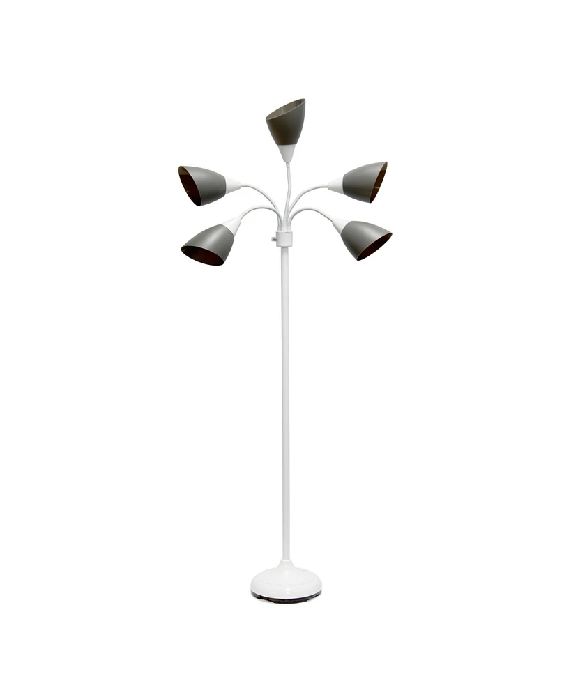 Simple Designs 5 Light Adjustable Gooseneck Floor Lamp with Shades