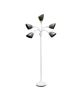 Simple Designs 5 Light Adjustable Gooseneck Floor Lamp with Shades