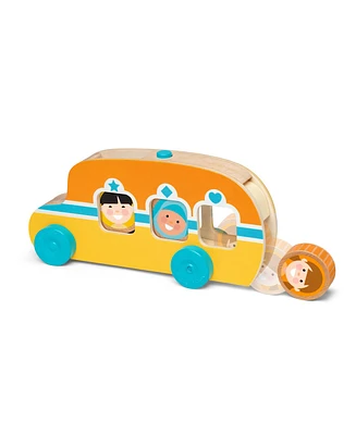 Melissa and Doug Go Tots Wooden Roll Ride Bus with 3 Disks, Set of 4