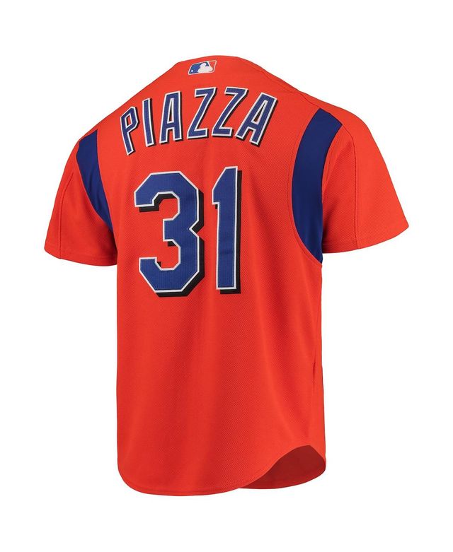 Men's Mitchell & Ness Mike Piazza Orange New York Mets Cooperstown Collection Mesh Batting Practice Jersey