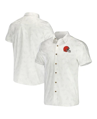 Men's Nfl x Darius Rucker Collection by Fanatics White Cleveland Browns Woven Button-Up T-shirt