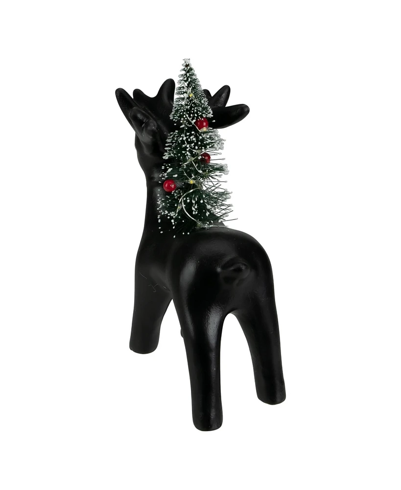 Northlight Led Lighted Ceramic Standing Reindeer With Christmas Tree Warm White Lights, 7.5"