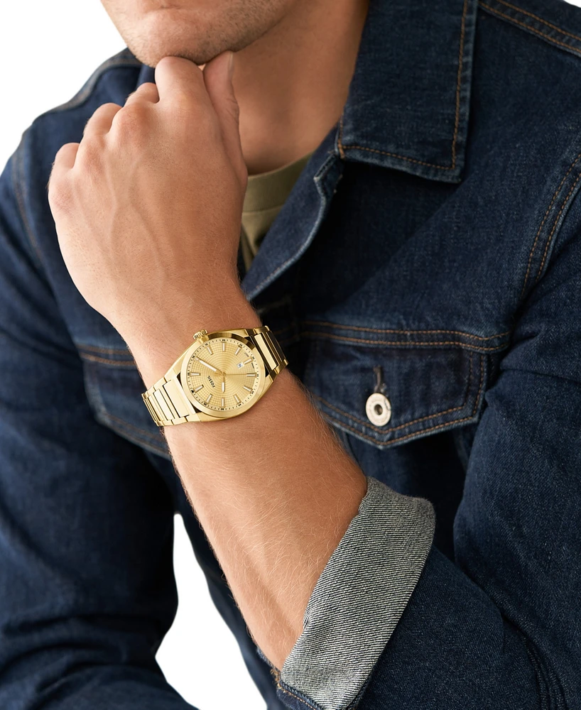 Fossil Men's Everett Three-Hand Date Gold-Tone Stainless Steel Bracelet Watch, 42mm