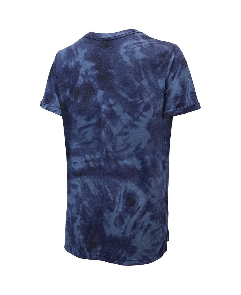 Women's Majestic Threads Deep Sea Blue Seattle Kraken Boyfriend Tie-Dye T-shirt