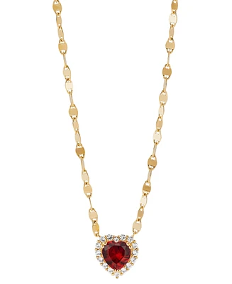 Lab-Grown Pink Sapphire (1-1/2 ct. t.w.) & Lab-Grown White Sapphire (1/4 ct. t.w.) Heart Pendant Necklace in 14k Gold-Plated Sterling Silver, 16" + 2"