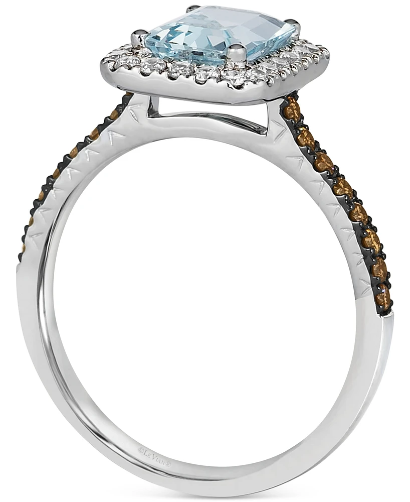 Le Vian Sea Blue Aquamarine (1-1/6 ct. t.w.) & Diamond (3/8 ct. t.w.) Halo Ring in 14k White Gold