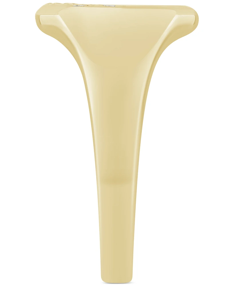 Men's Diamond Polished Signet Ring (1/20 ct. t.w.) in 10k Gold