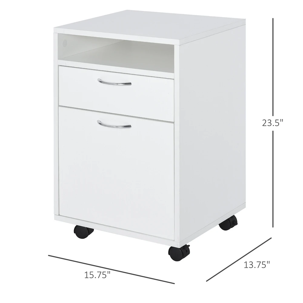 Homcom Rolling File Storage Cabinet Document Shelf Drawer Home Office