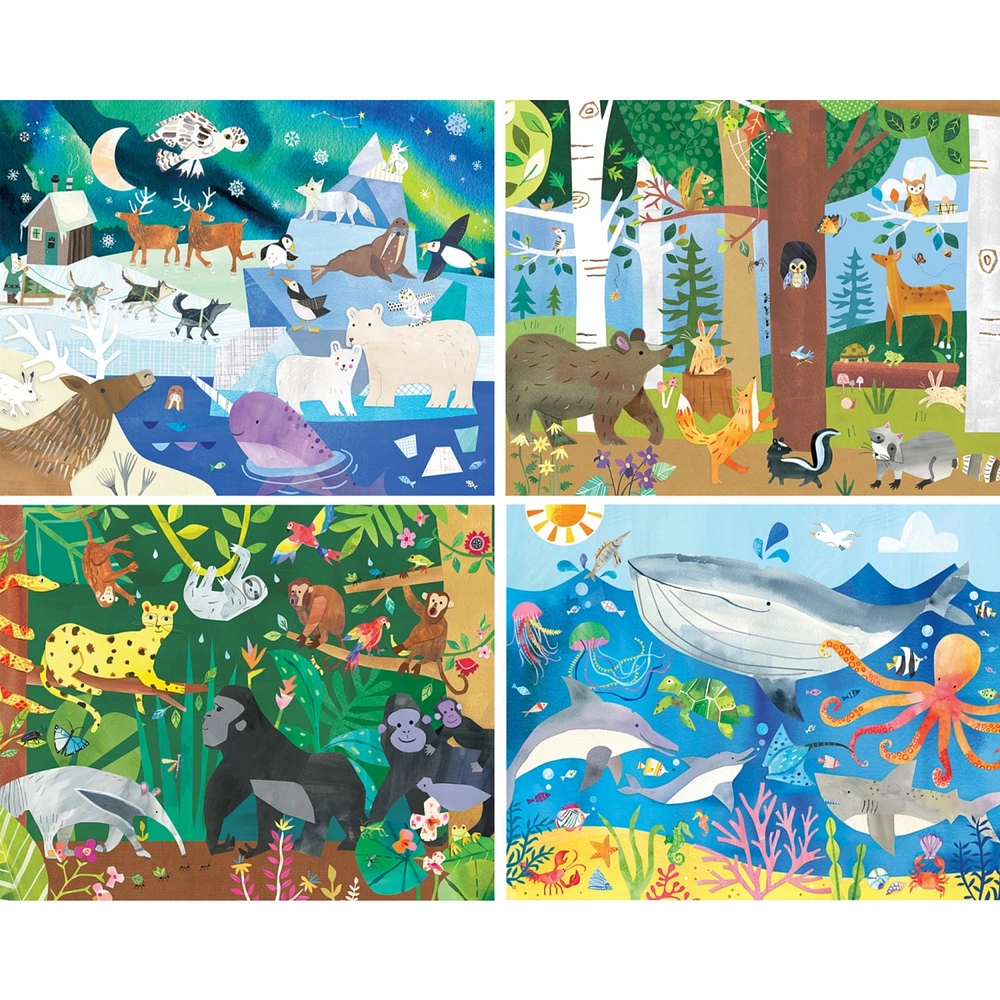 Masterpieces Hello, World! 4-Pack 100 Piece Jigsaw Puzzles for kids