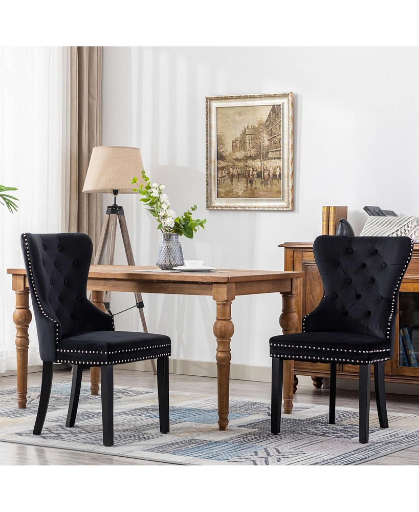 WestinTrends Velvet Upholstered Tufted Dining Chairs Set of