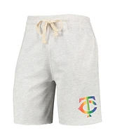Men's Concepts Sport Oatmeal Minnesota Twins Mainstream Logo Terry Tri-Blend Shorts