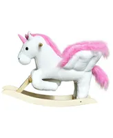 Qaba Kids Rocking Chair with Sound, Wood Base Seat, Unicorn