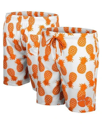 Men's Colosseum White, Orange Clemson Tigers Pineapple Swim Shorts