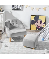 Kids Sofa Chair w/ Ottoman Toddler Single Velvet Upholstered