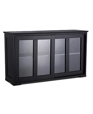 Storage Cabinet Sideboard Buffet Cupboard Glass Sliding Door