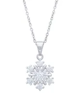 Silver Plated Cubic Zirconia Snowflake Earrings and Pendant Necklace Set