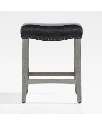 24" Upholstered Saddle Seat Counter Stool