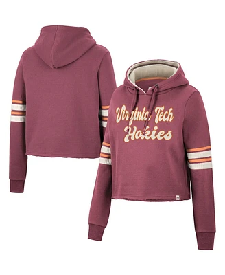Women's Colosseum Maroon Virginia Tech Hokies Retro Cropped Pullover Hoodie