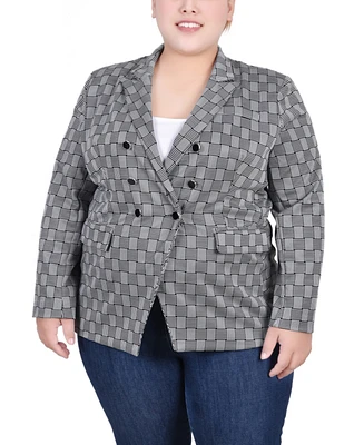 Ny Collection Plus Size Long Sleeve Double Breasted Blazer