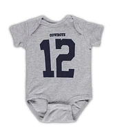 Newborn and Infant Boys and Girls Mitchell & Ness Roger Staubach Heather Gray Dallas Cowboys Retired Player Mainliner Name and Number Bodysuit