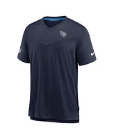 Men's Nike Navy Tennessee Titans Sideline Coach Chevron Lock Up Logo V-neck Performance T-shirt