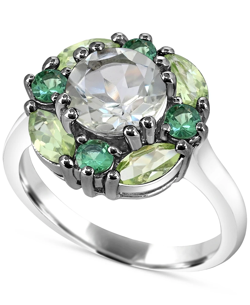 Multi-Gemstone Cluster Ring (3-5/8 ct. t.w.) in Sterling Silver