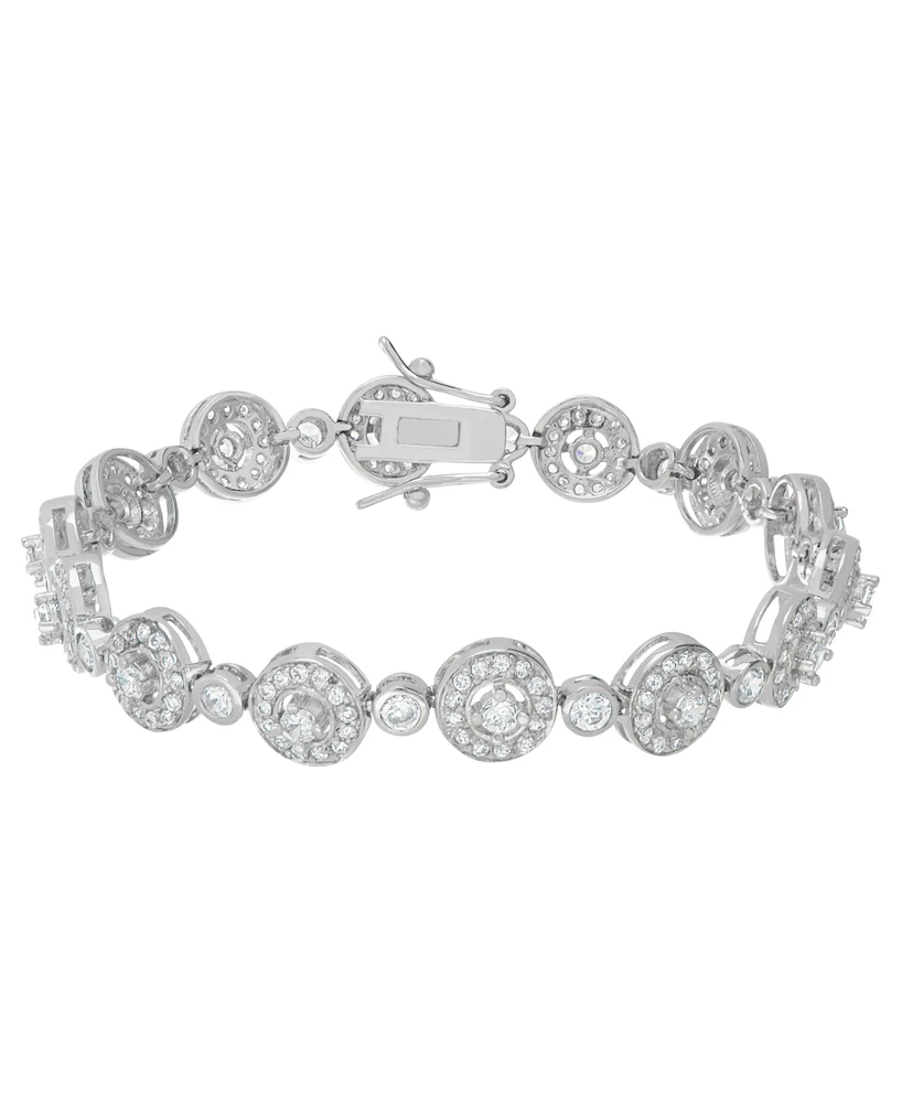 Macy's Fine Silver Plated Cubic Zirconia Circle Link Bracelet