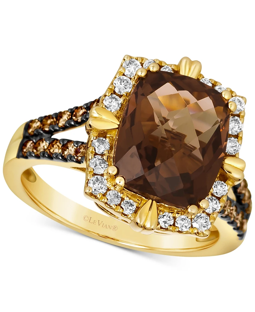 Le Vian Chocolate Quartz (4 ct. t.w.) & Diamond (5/8 ct. t.w.) Halo Ring in 14k Gold