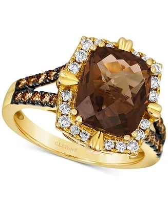 Le Vian Chocolate Quartz (4 ct. t.w.) & Diamond (5/8 ct. t.w.) Halo Ring in 14k Gold