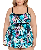 Swim Solutions Plus Tummy Control Empire Swimdress, Created For Macys