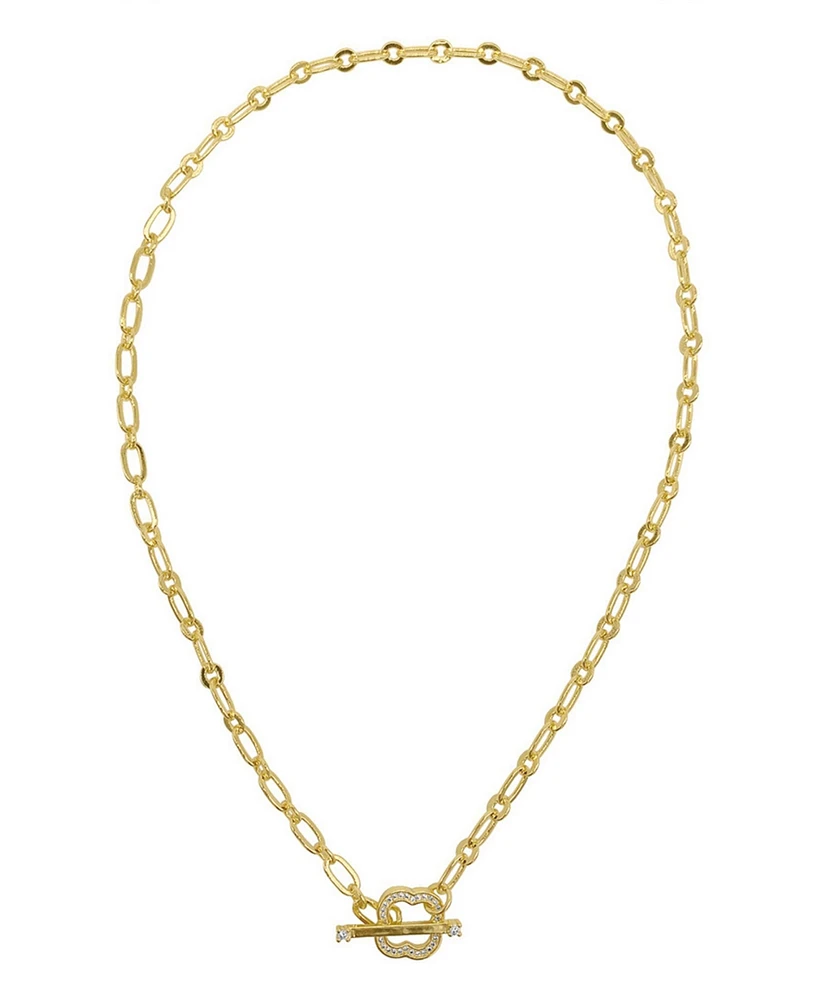 Adornia Plated Crystal Clover Toggle Necklace